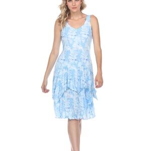 Blue Floral Layered Dress